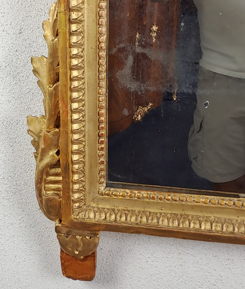Miroir Louis XVI en bois doré-photo-2