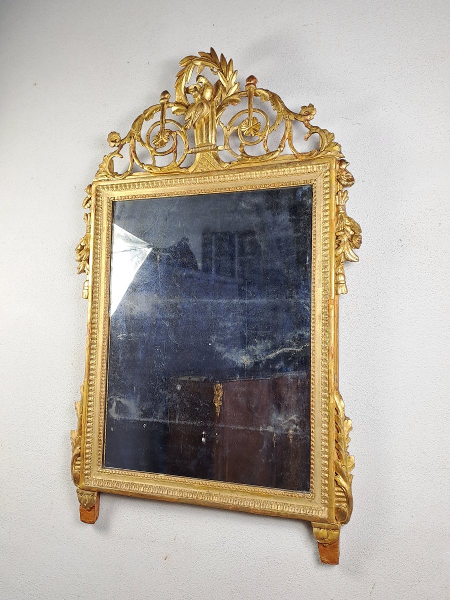 Miroir Louis XVI en bois doré-photo-3