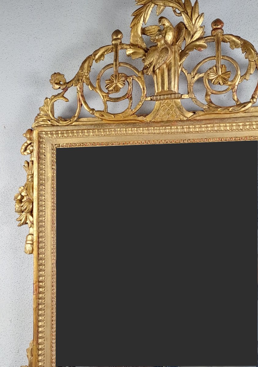 Miroir Louis XVI en bois doré-photo-4