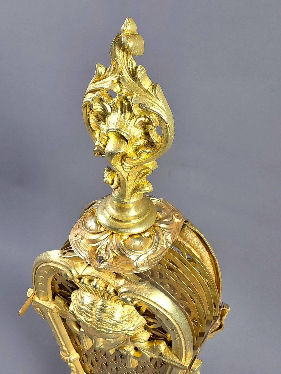 Gilded Bronze Fan-shaped Fire Screen -photo-4