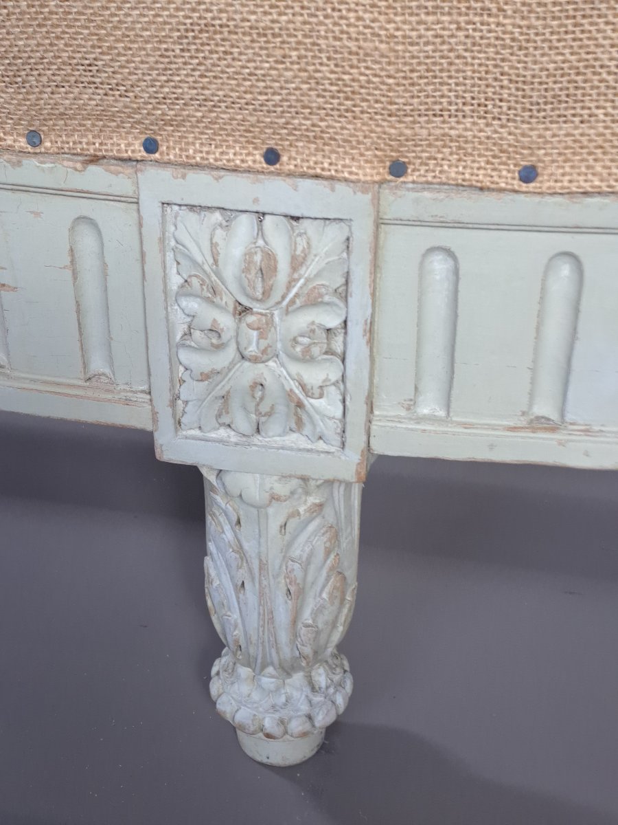 Louis XVI-style Bed Made Of Carved Wood And Finished In Gray Lacquer-photo-2