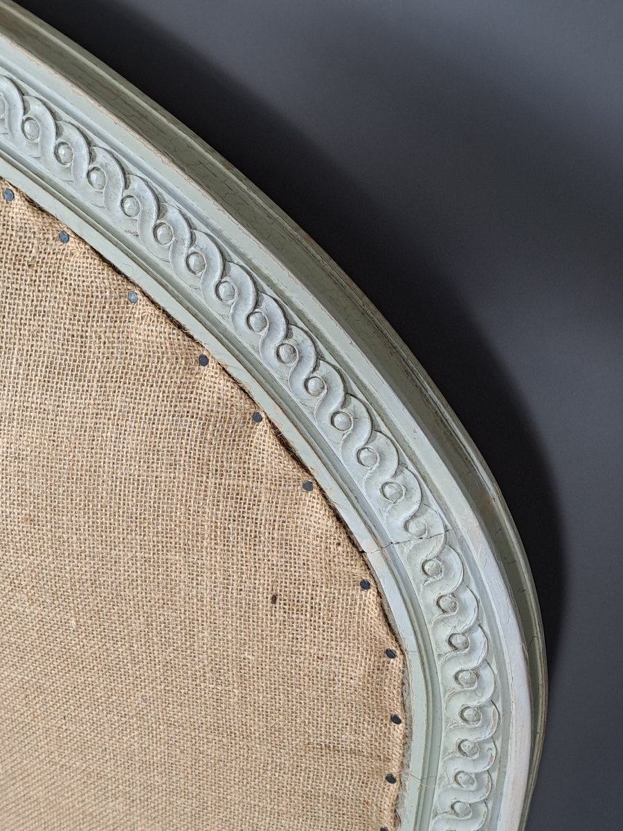 Louis XVI-style Bed Made Of Carved Wood And Finished In Gray Lacquer-photo-1