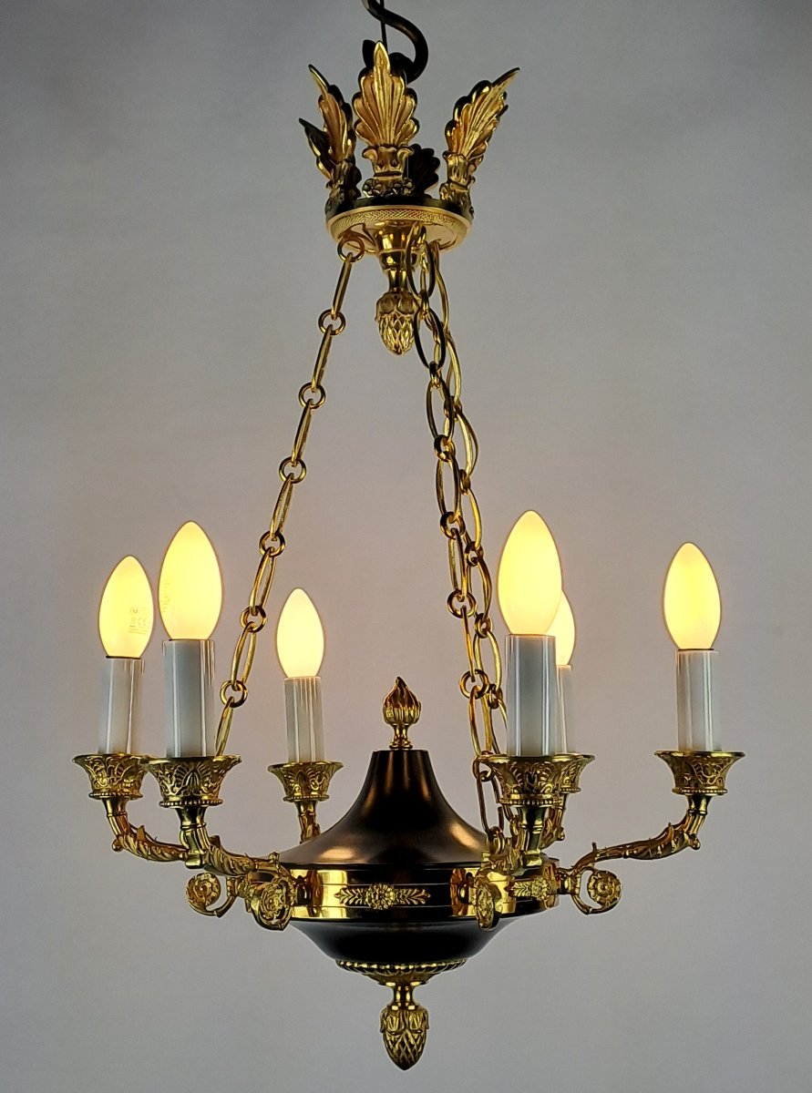 Empire-style Chandelier In Gilded Bronze-photo-2