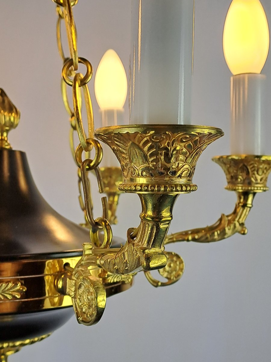 Empire-style Chandelier In Gilded Bronze-photo-4