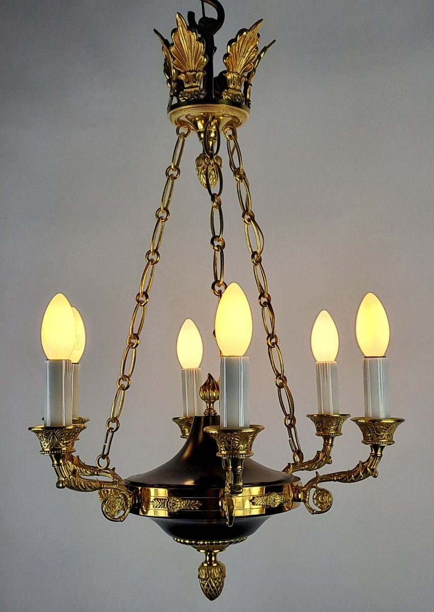 Empire-style Chandelier In Gilded Bronze-photo-2