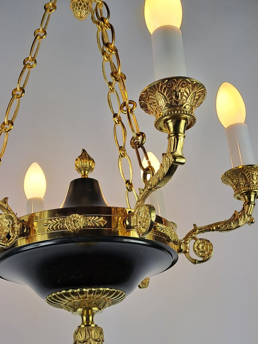Empire-style Chandelier In Gilded Bronze-photo-4