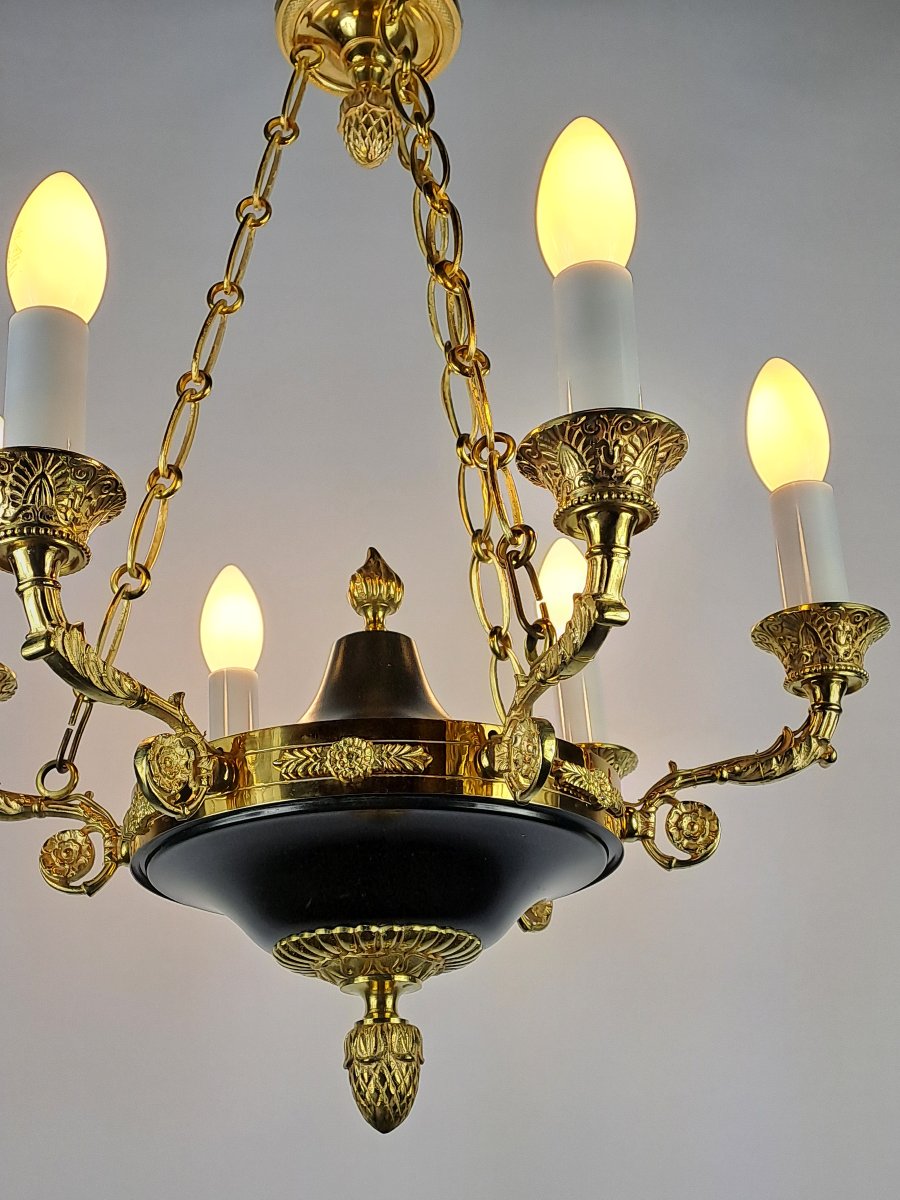 Empire-style Chandelier In Gilded Bronze-photo-5