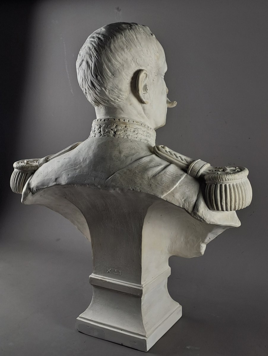 Large Plaster Bust Of Marshal Foch By Auguste Maillard (75 Cm)-photo-6