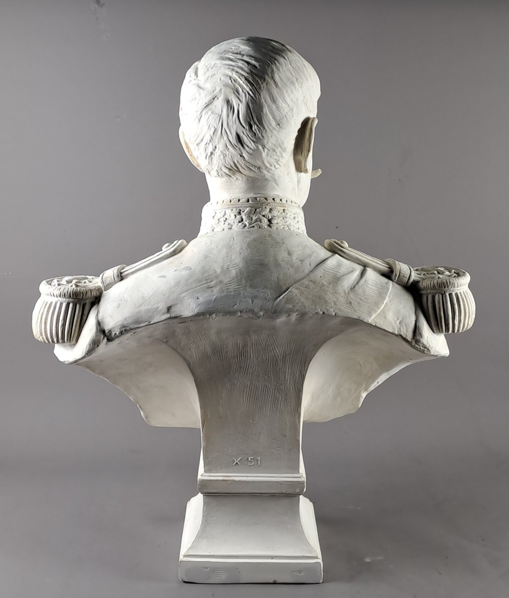 Large Plaster Bust Of Marshal Foch By Auguste Maillard (75 Cm)-photo-7