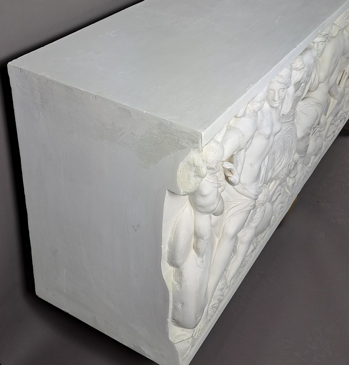 Grand bas-relief en plâtre (240cm) – cortège marin mythologique dit des Néréides-photo-6