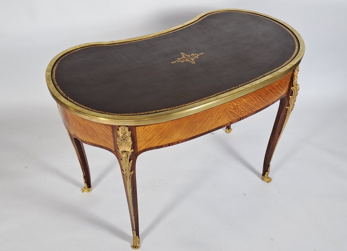 Louis XV-style Ladies' Desk In Rosewood Marquetry And Gilded Bronze-photo-7