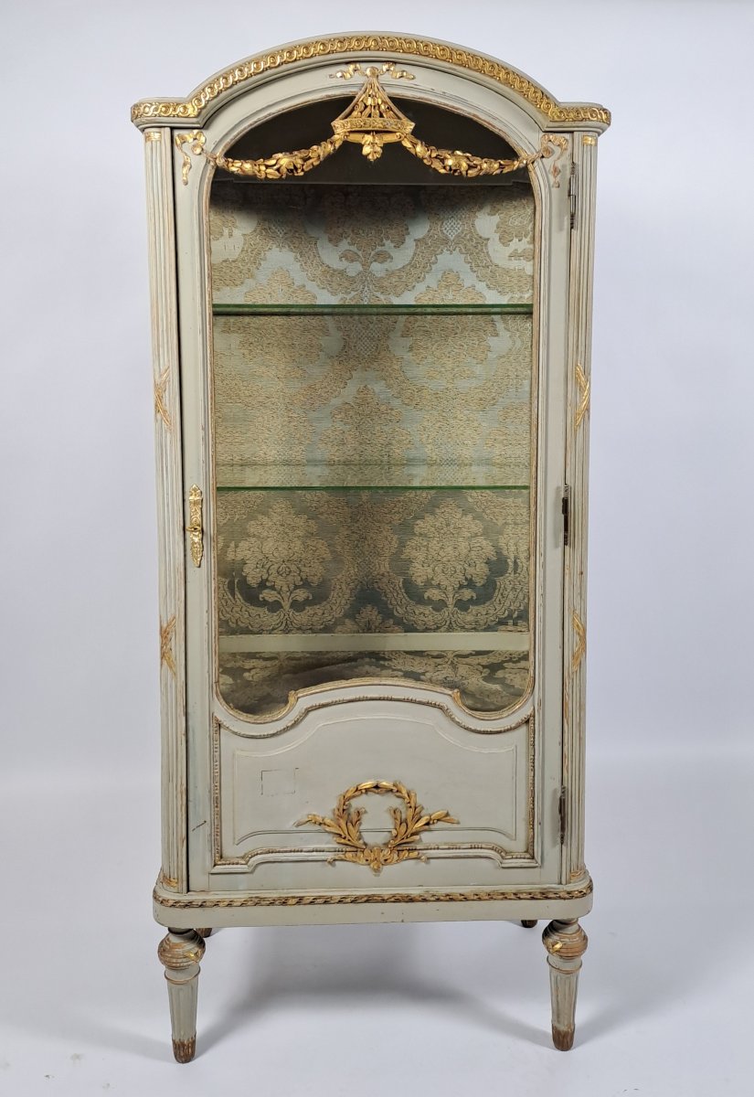 Louis XVI-style Display Cabinet Made Of Lacquered And Gilded Wood-photo-1