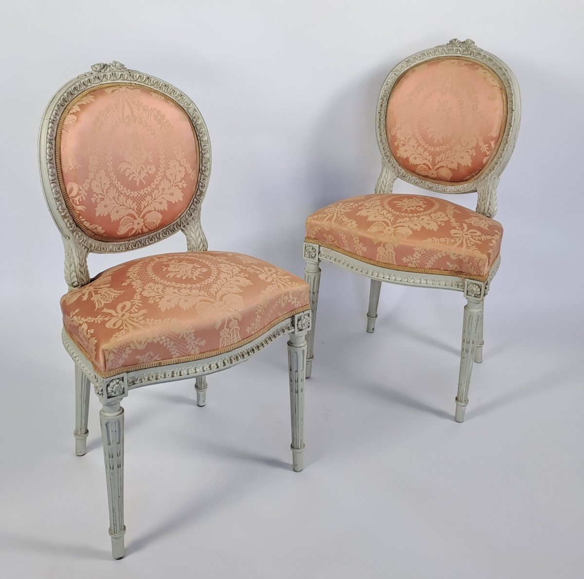 Louis XVI-style Living Room Set In Lacquered Wood—7 Pieces-photo-4