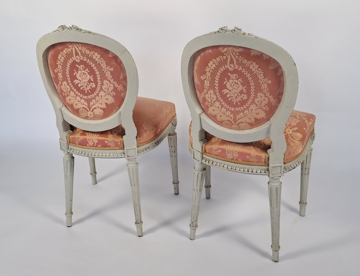 Louis XVI-style Living Room Set In Lacquered Wood—7 Pieces-photo-2