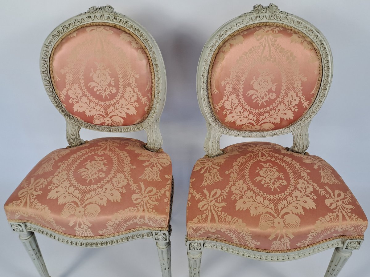 Louis XVI-style Living Room Set In Lacquered Wood—7 Pieces-photo-3