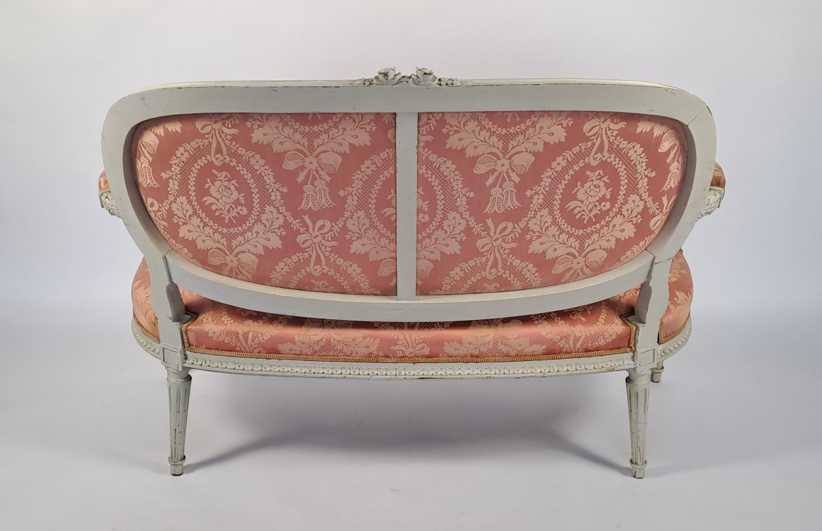 Louis XVI-style Living Room Set In Lacquered Wood—7 Pieces-photo-8