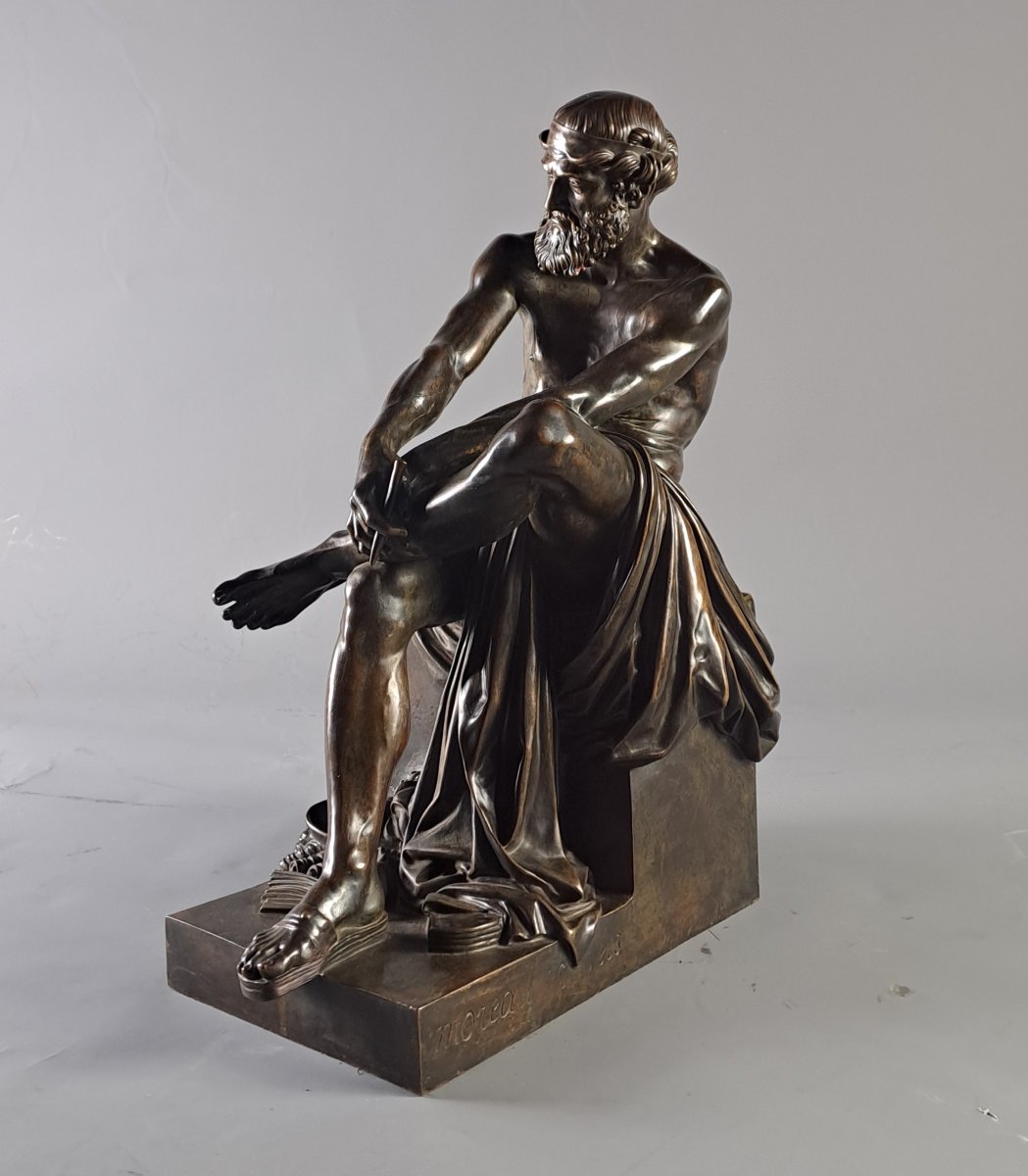 François Clément Moreau (1831–1865)  -  Aristophanes, Bronze With A Brown Patina-photo-3