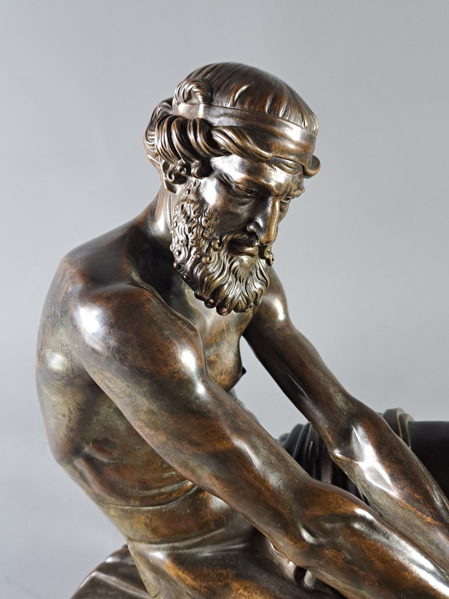 François Clément Moreau (1831–1865)  -  Aristophanes, Bronze With A Brown Patina-photo-1