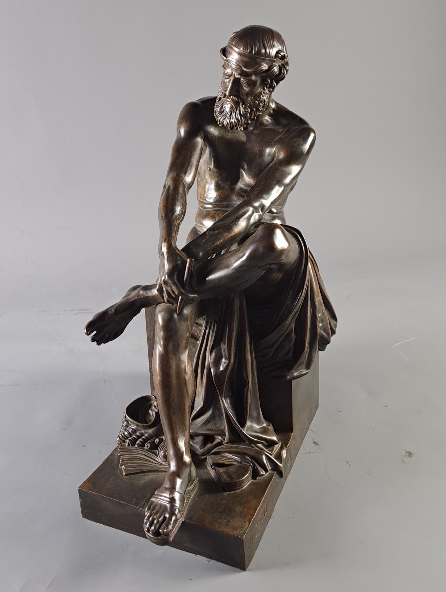François Clément Moreau (1831–1865)  -  Aristophanes, Bronze With A Brown Patina-photo-4
