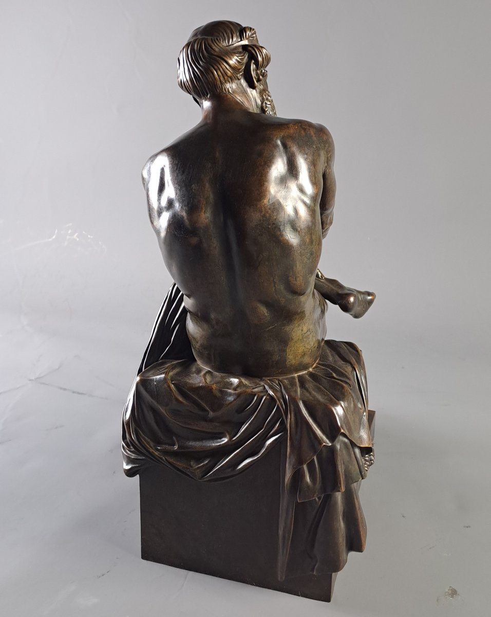 François Clément Moreau (1831–1865)  -  Aristophanes, Bronze With A Brown Patina-photo-5