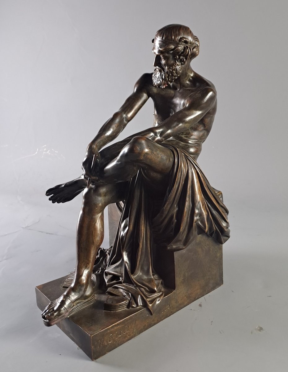 François Clément Moreau (1831–1865)  -  Aristophanes, Bronze With A Brown Patina-photo-7