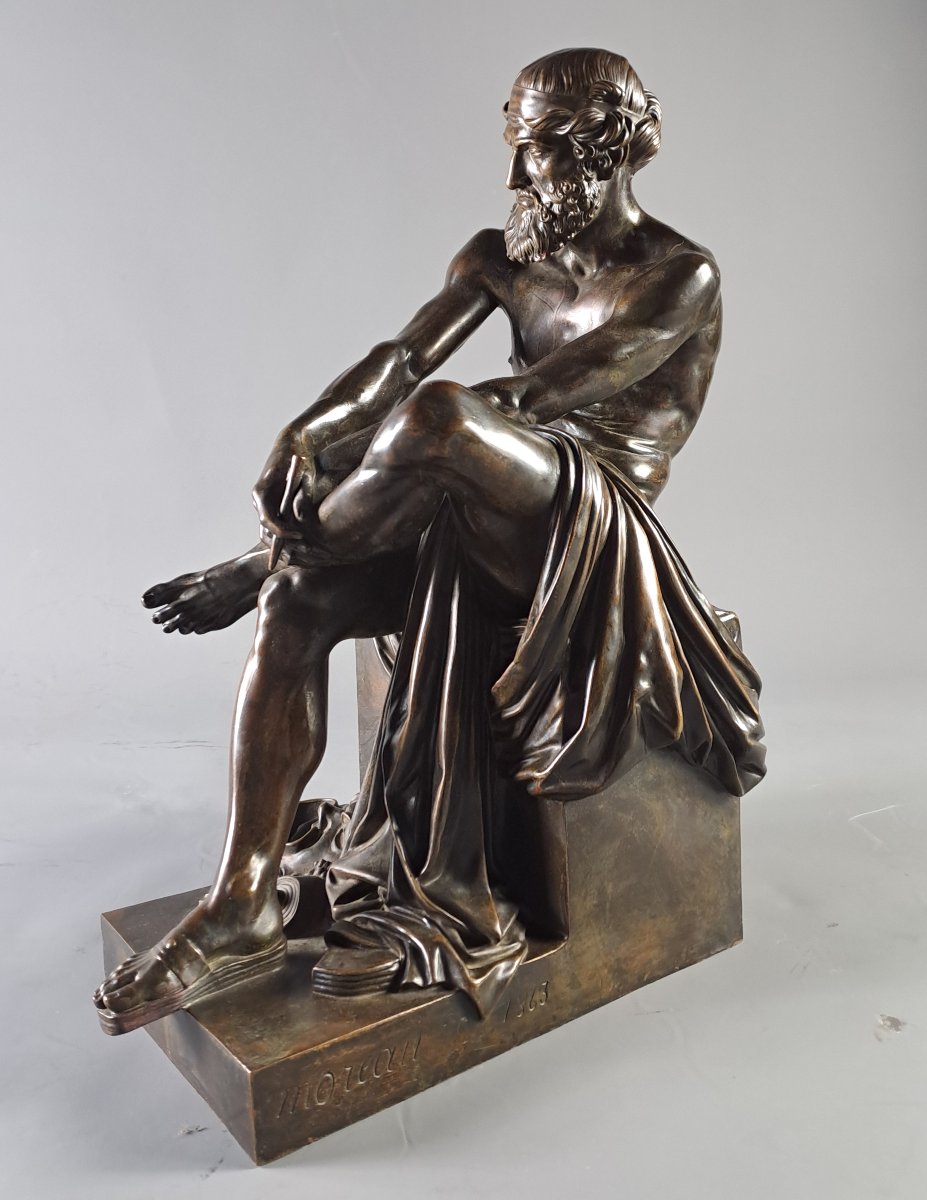 François Clément Moreau (1831–1865)  -  Aristophanes, Bronze With A Brown Patina