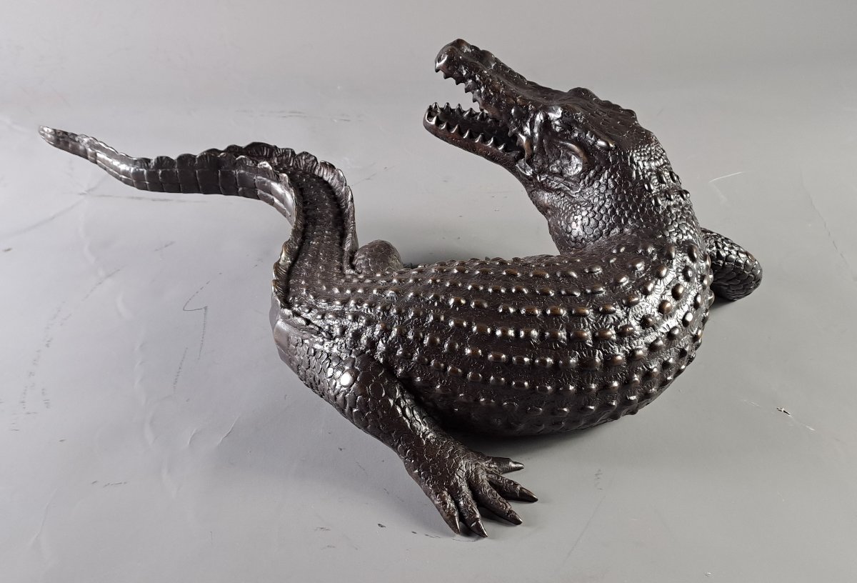 Large Bronze Crocodile-photo-2