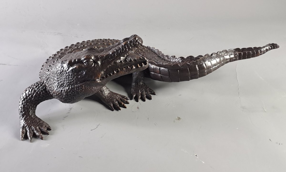 Large Bronze Crocodile