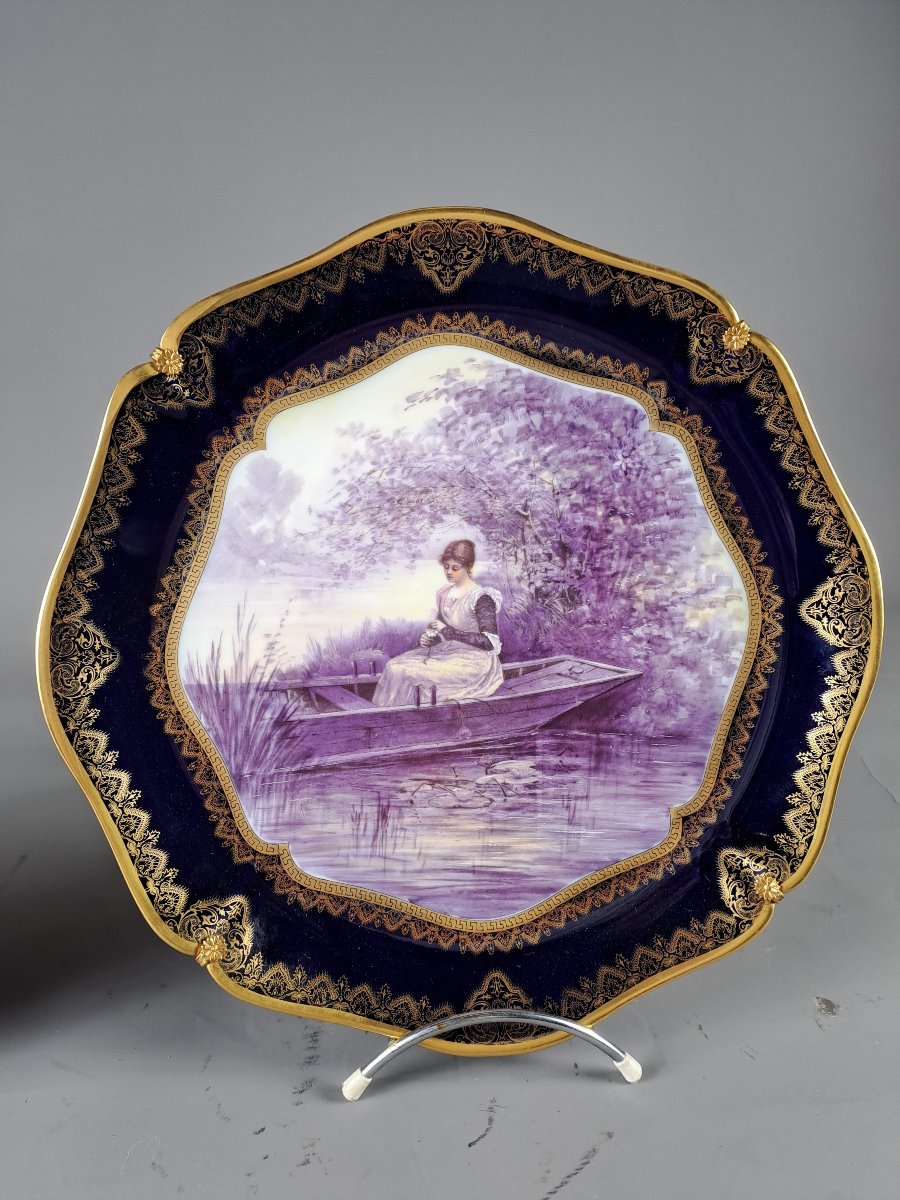 Set Of Two Limoges Porcelain Plates Stamped "william Guérin & Cie"-photo-3