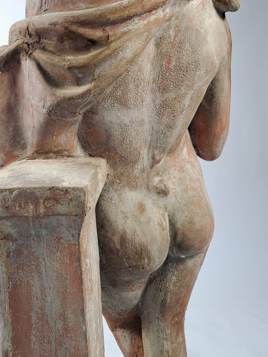 Le Faune flûteur – Grande épreuve en terre cuite du XVIIIème siècle-photo-8