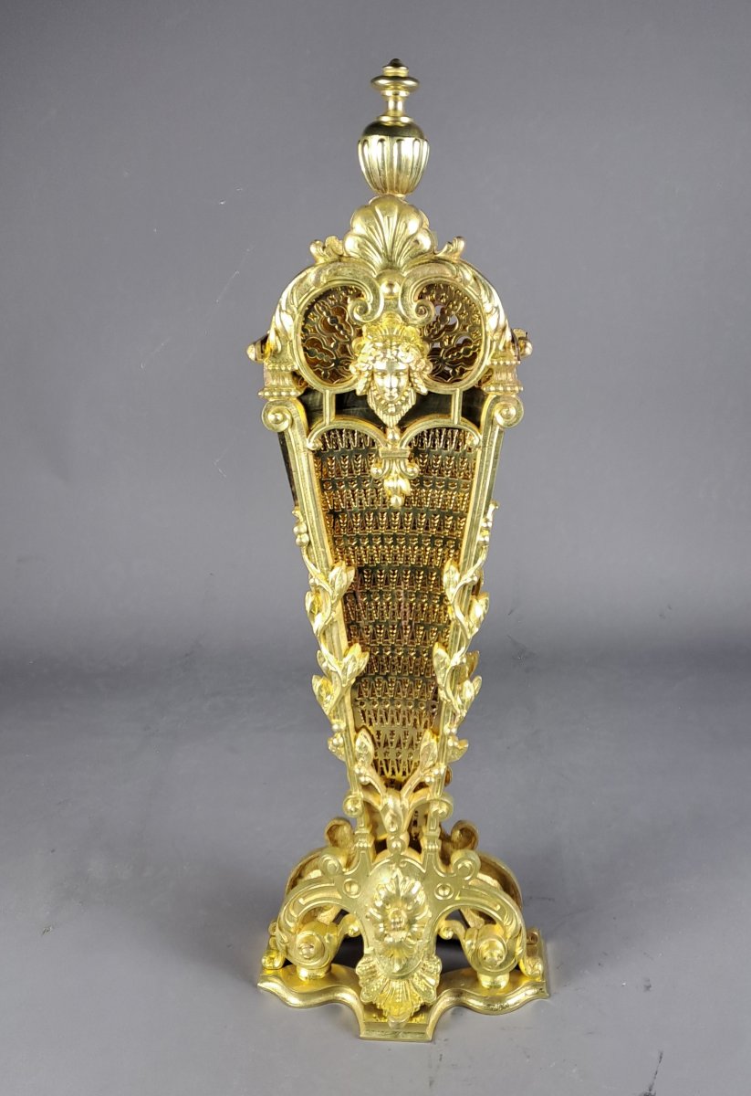 Pare-feu éventail Napoléon III en bronze doré-photo-4