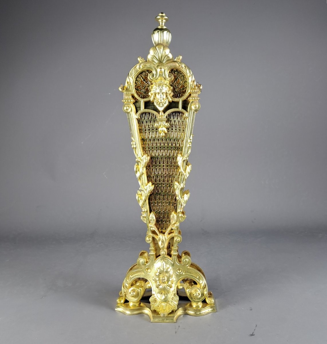 Pare-feu éventail Napoléon III en bronze doré-photo-5