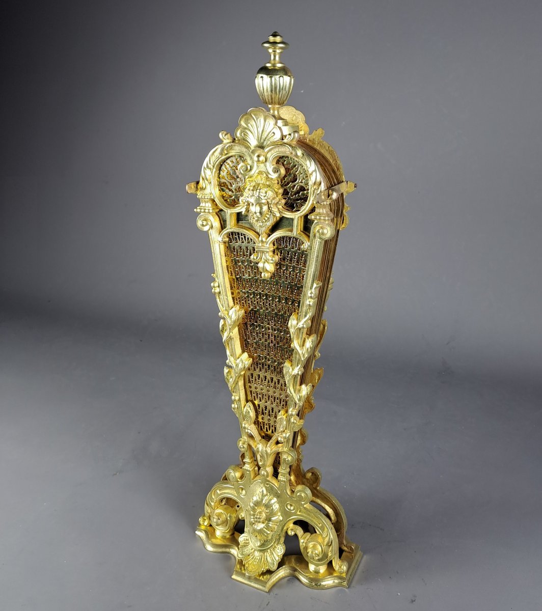 Pare-feu éventail Napoléon III en bronze doré-photo-6