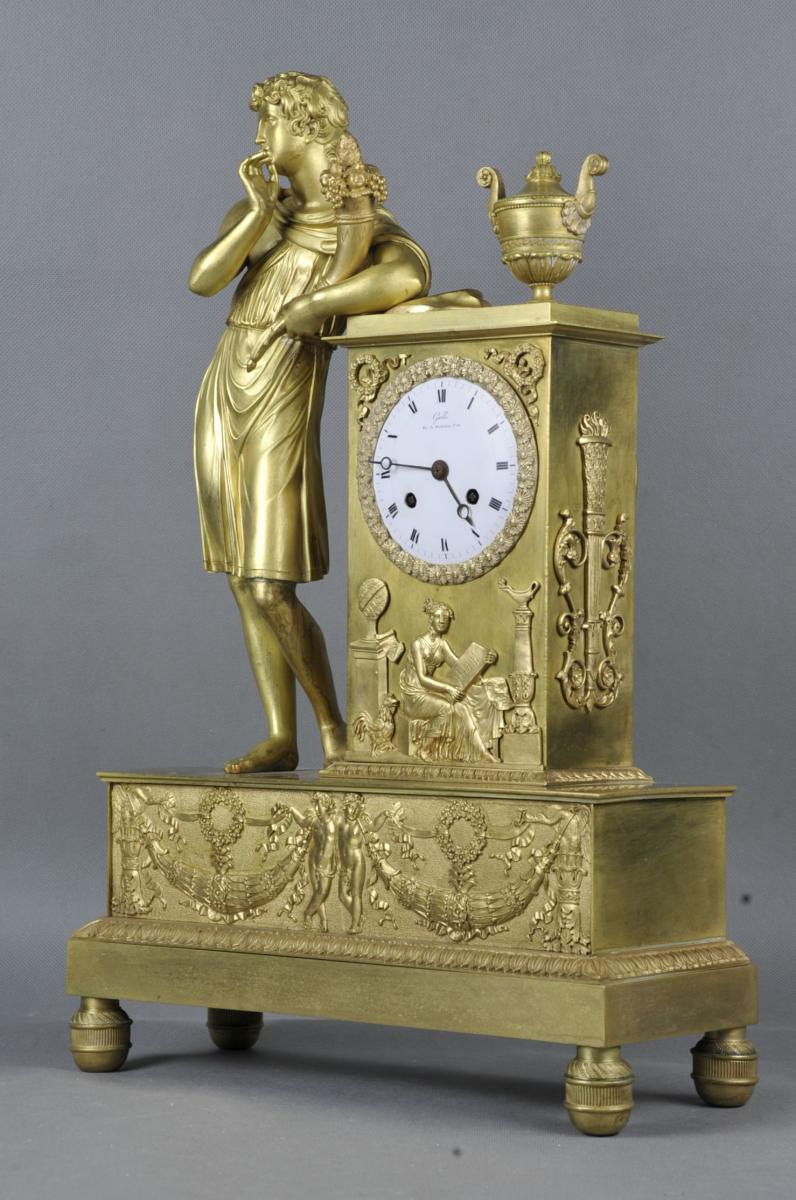 Clock Empire In Gilded Bronze By Claude Gallé-photo-2