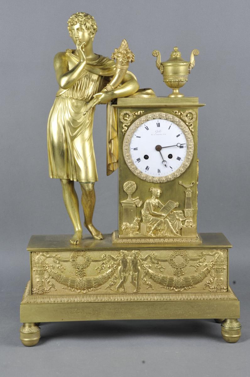 Clock Empire In Gilded Bronze By Claude Gallé-photo-5