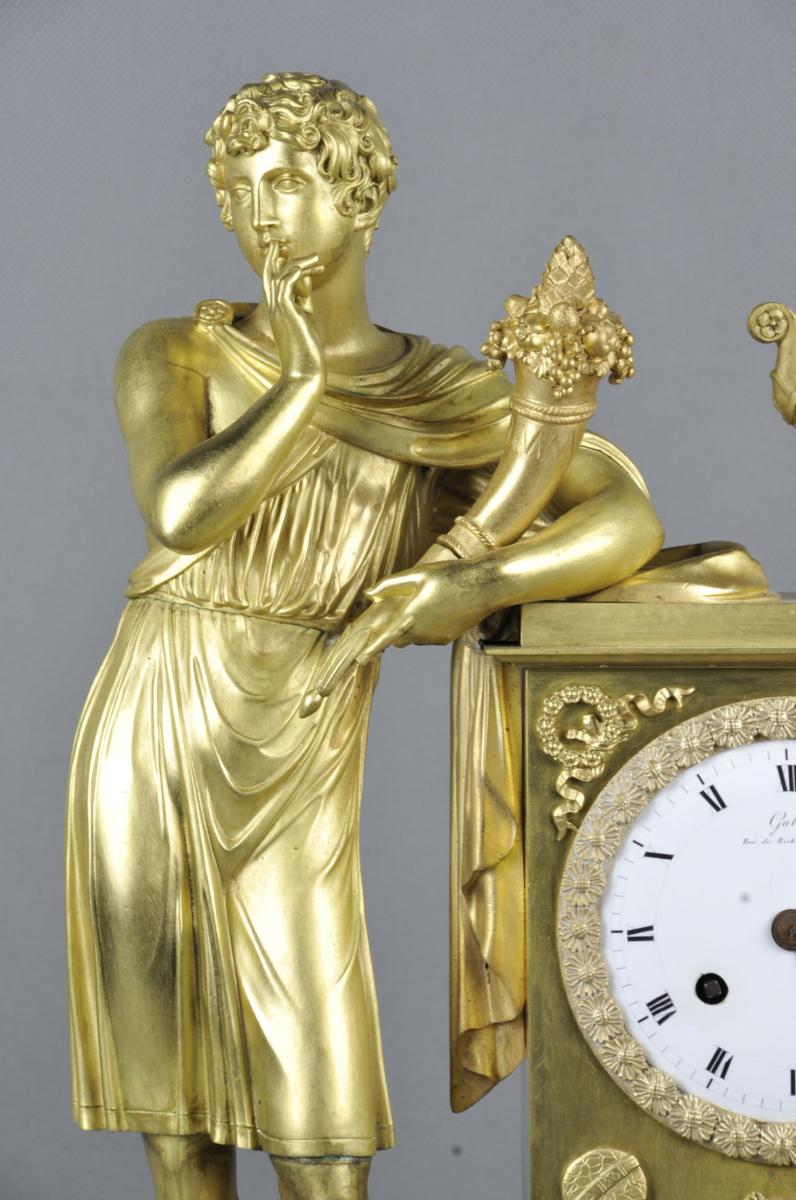 Clock Empire In Gilded Bronze By Claude Gallé-photo-6