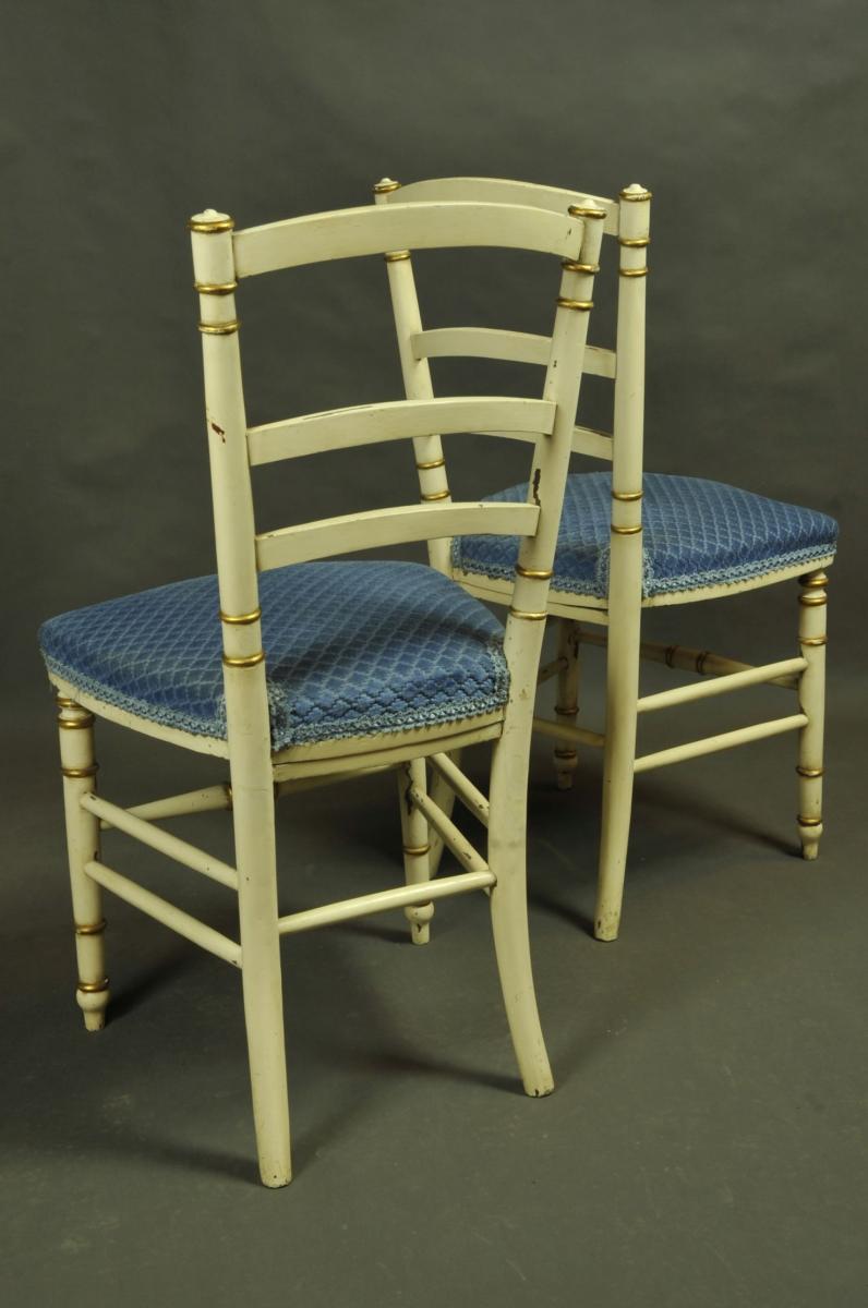 Pair Of Directoire Style Chairs In Gilded And Lacquered Wood-photo-4