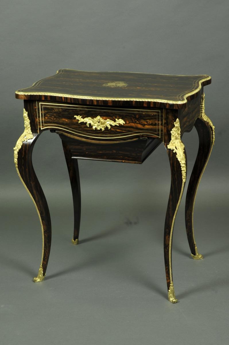 Berthet Paris - Rare Side Table In Macassar Ebony