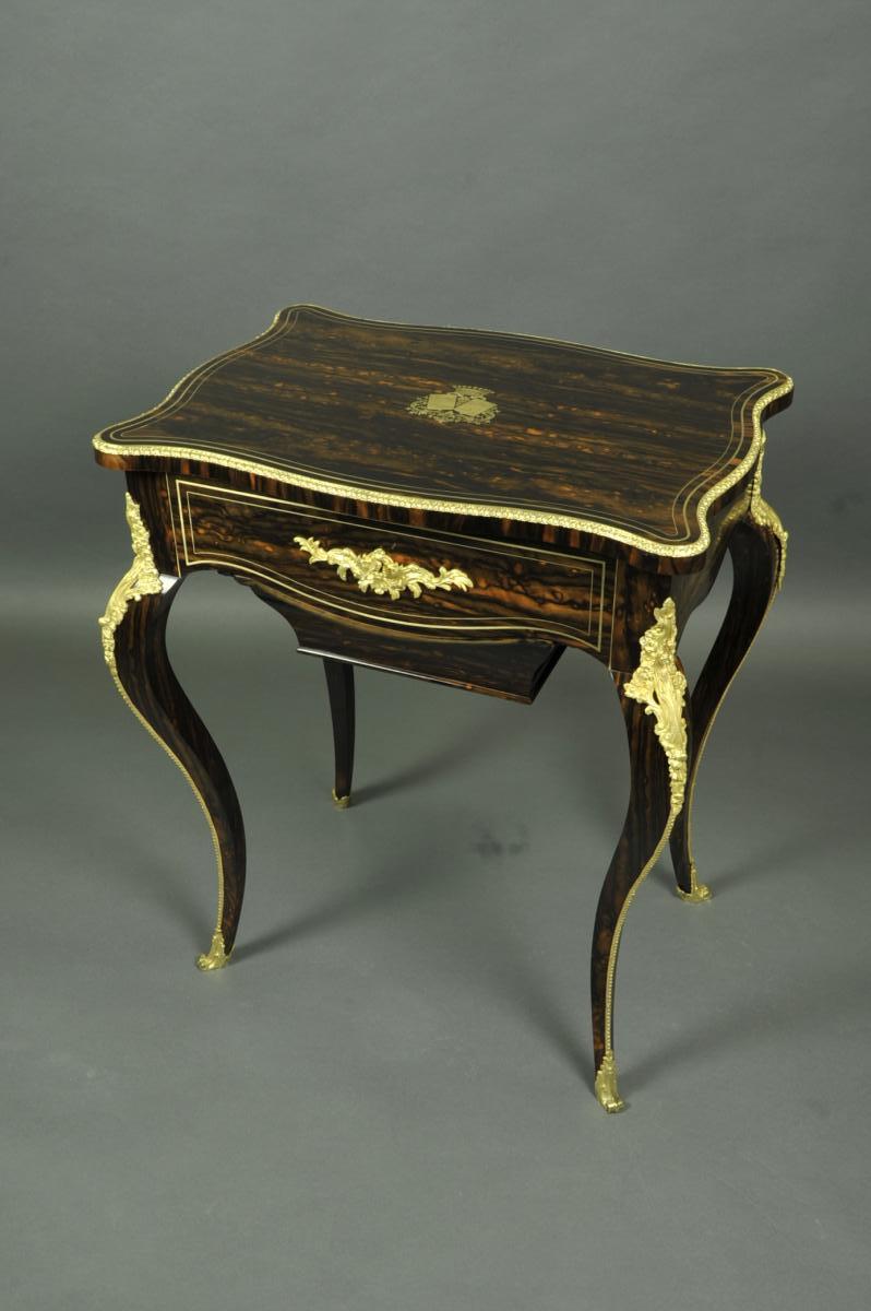 Berthet Paris - Rare Side Table In Macassar Ebony-photo-2