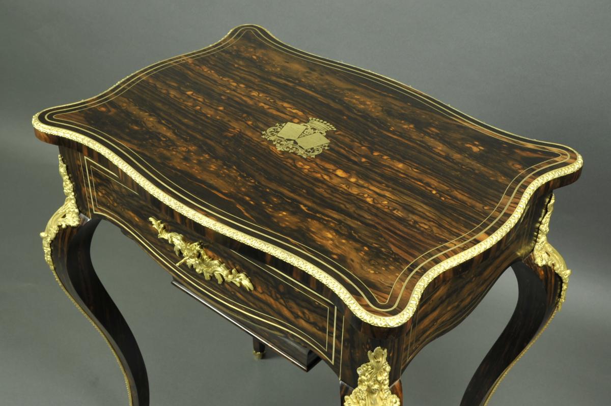 Berthet Paris - Rare Side Table In Macassar Ebony-photo-3