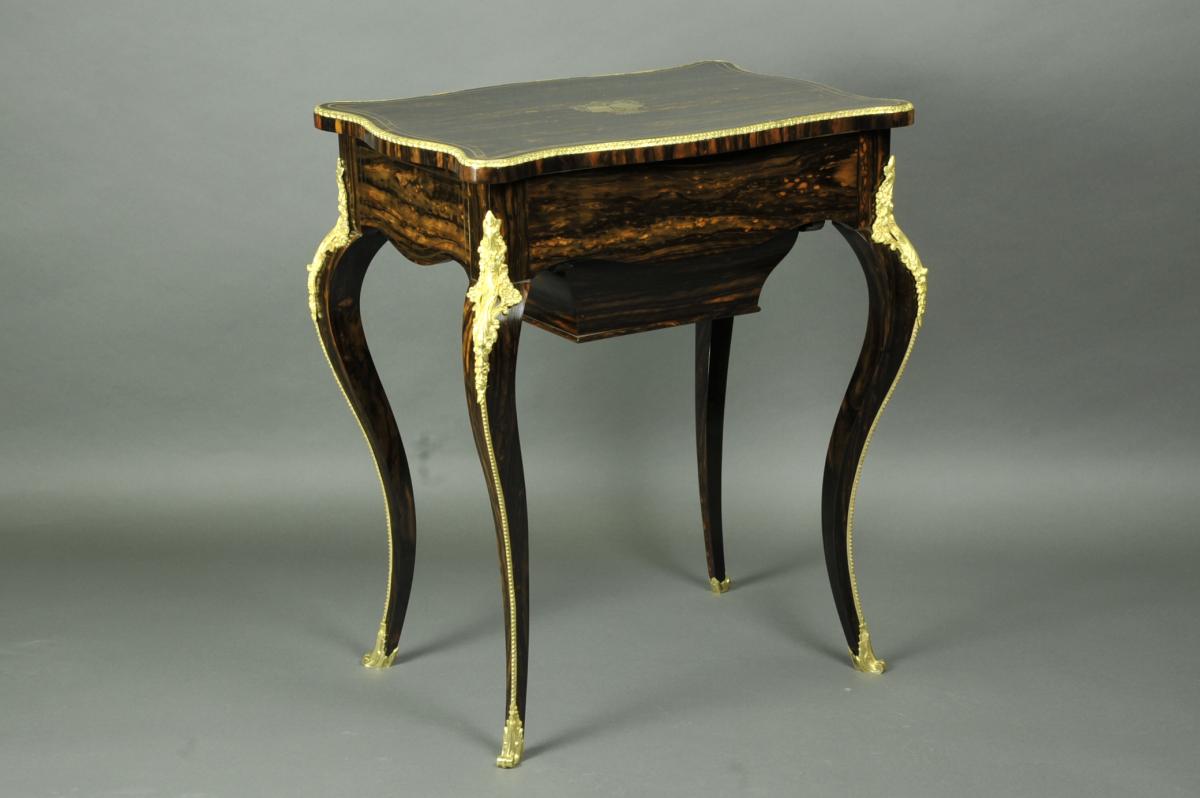 Berthet Paris - Rare Side Table In Macassar Ebony-photo-5
