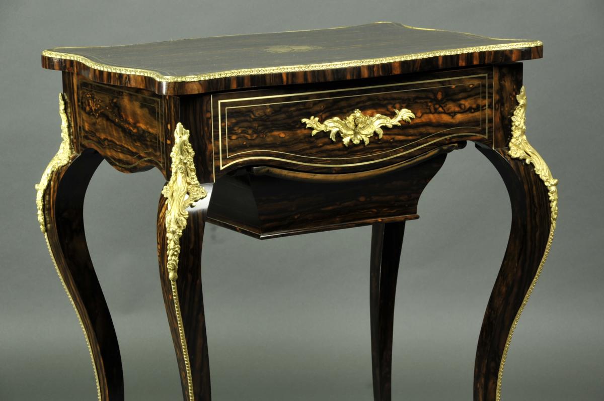 Berthet Paris - Rare Side Table In Macassar Ebony-photo-6