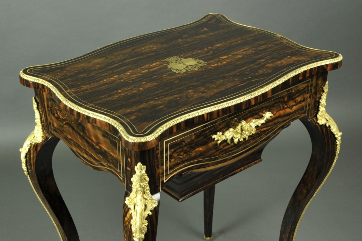 Berthet Paris - Rare Side Table In Macassar Ebony-photo-8