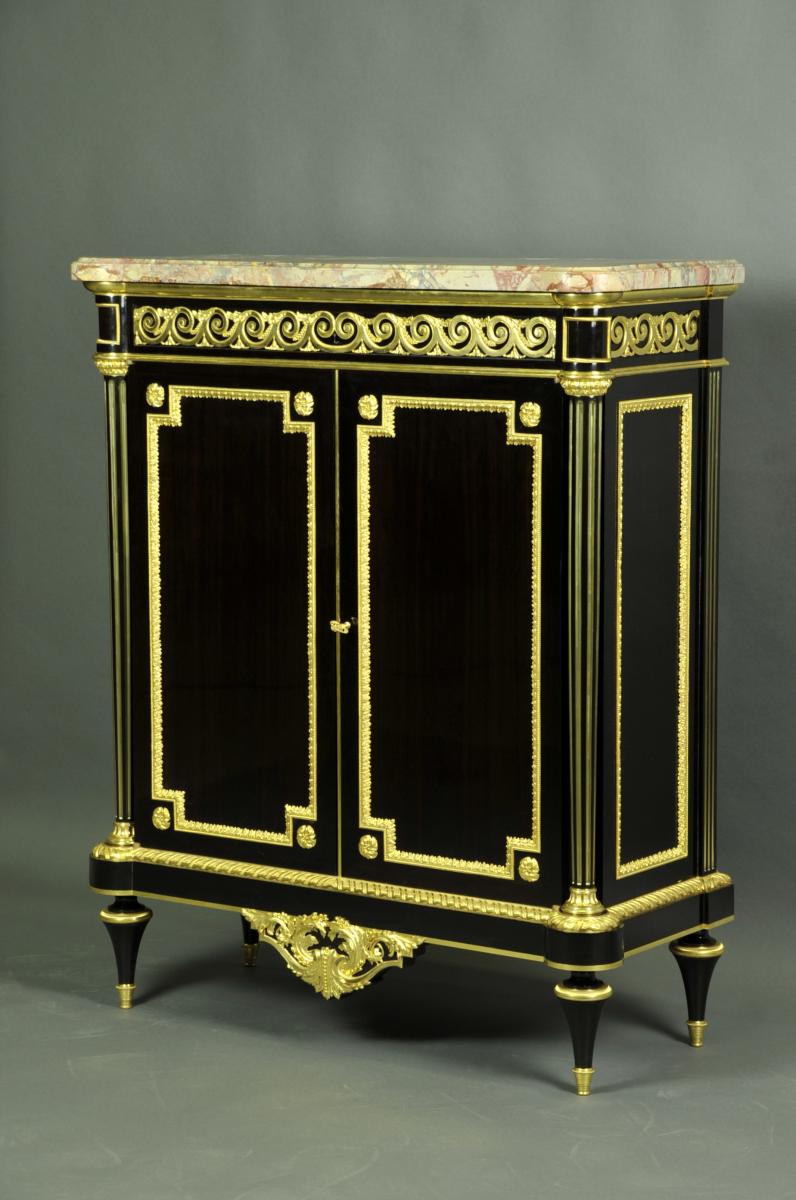 Henry Dasson - Important Louis XVI Style Buffet d'Appui In Ebony Veneer-photo-2