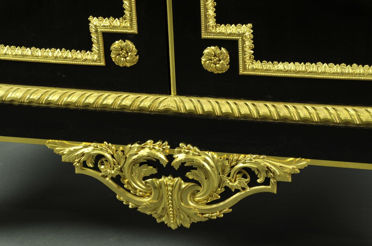 Henry Dasson - Important Louis XVI Style Buffet d'Appui In Ebony Veneer-photo-3
