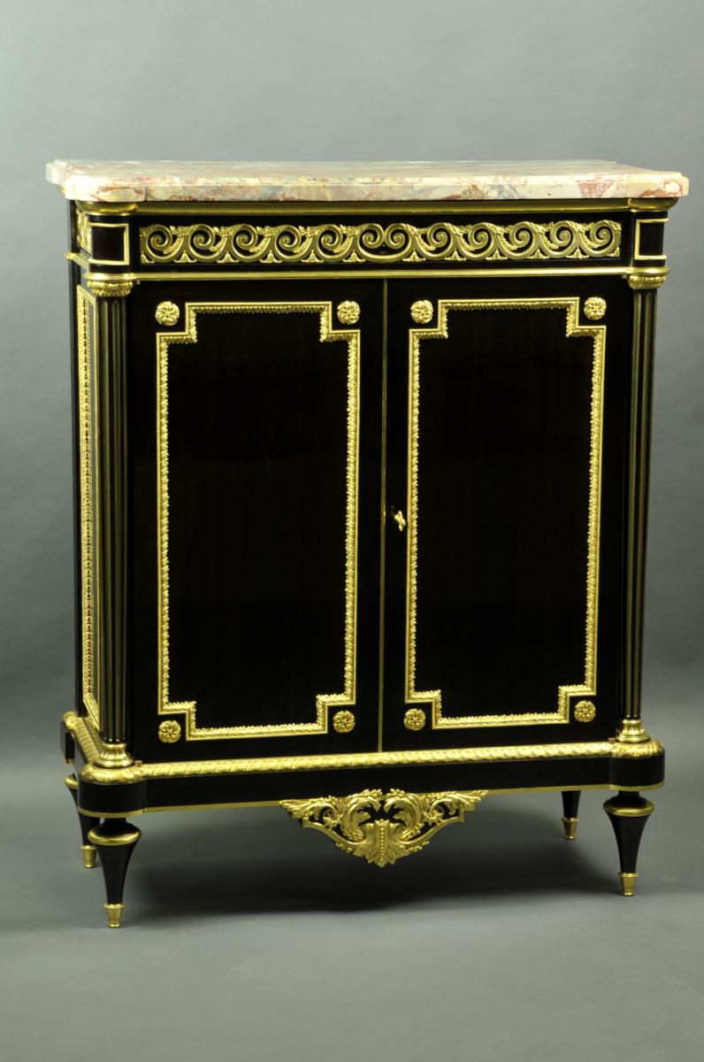 Henry Dasson - Important Louis XVI Style Buffet d'Appui In Ebony Veneer-photo-4