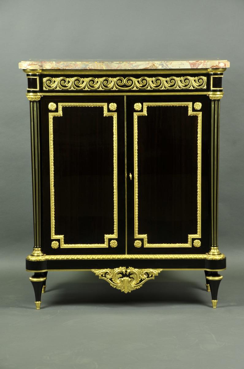 Henry Dasson - Important Louis XVI Style Buffet d'Appui In Ebony Veneer-photo-2