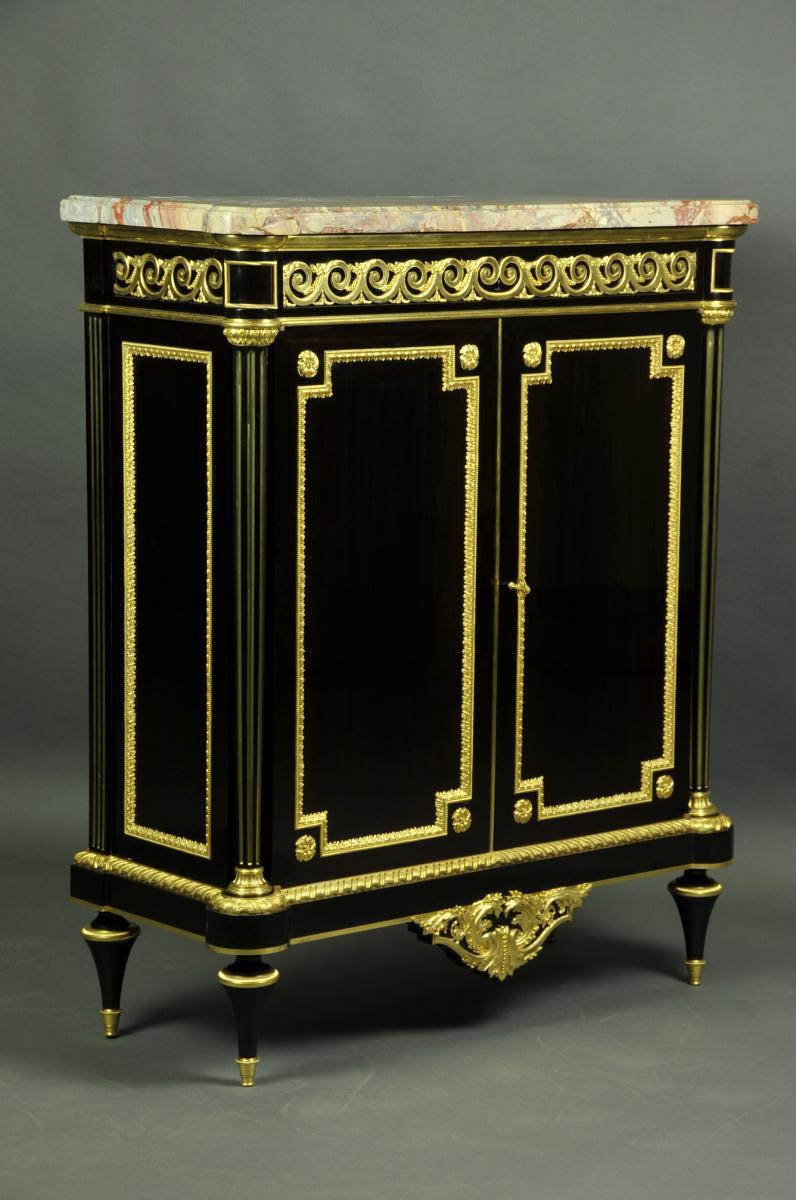 Henry Dasson - Important Louis XVI Style Buffet d'Appui In Ebony Veneer-photo-3