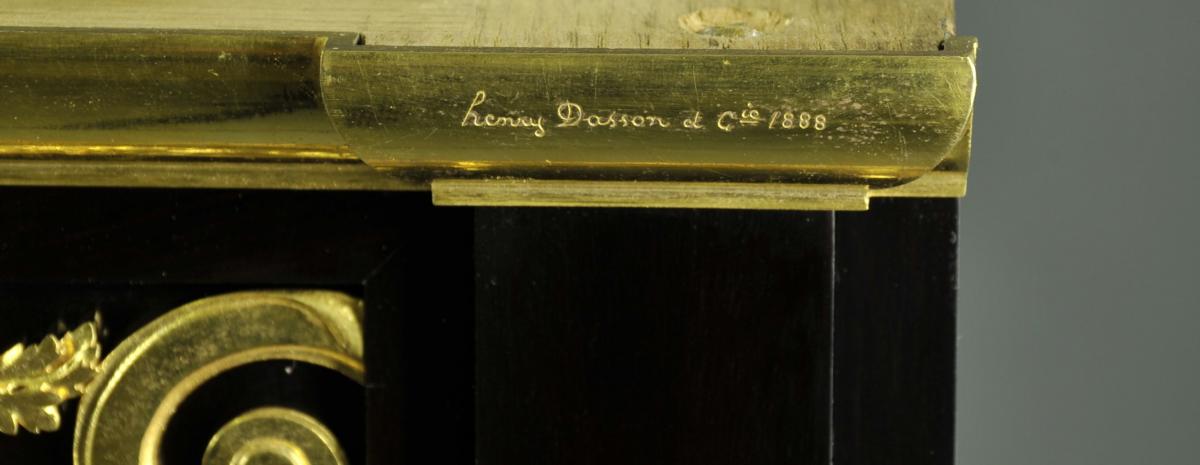 Henry Dasson - Important Louis XVI Style Buffet d'Appui In Ebony Veneer-photo-7