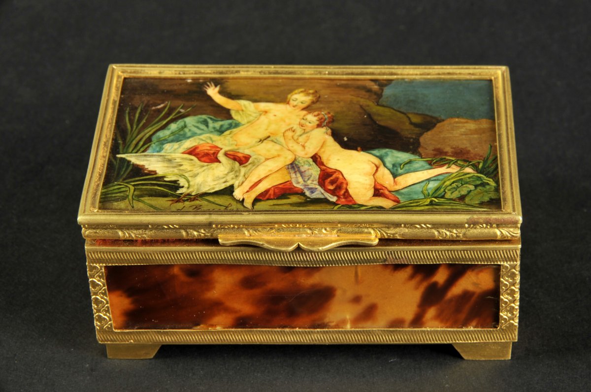 Coffret  à Bijoux à Décor De Léda Et Le Cygne d'Après François Boucher-photo-2